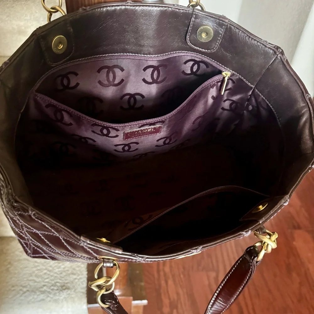 CHANEL Brown Wild Stitch Quilted Leather Tote Bag (Vintage)